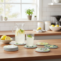Article Sous-verres décoratifs en céramique citron ronds assortis Ø10,5cm 6pcs