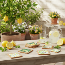 Article Sous-verres citrons liège céramique été assortis 19,5 cm 6 pièces