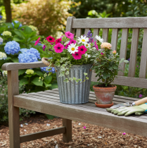Article Pot de fleurs en métal, pot décoratif avec poignées, cache-pot Ø16,5 cm