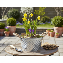 Article Bol décoratif en zinc, métal avec anse en corde, Ø 22 cm H 12 cm