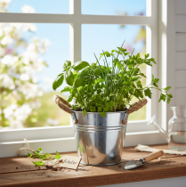 Article Seau avec anses en corde Ø14cm H12cm