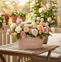 Article Coupe ovale en zinc, rose antique, pot de fleurs, 27 × 18 cm, H 12,5 cm