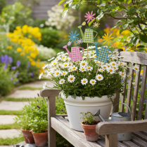 Article Décorations pour arrosoirs, idéales pour la décoration printanière du jardin ou des pots de fleurs (12 pièces)