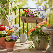 Article Tuteurs décoratifs en forme d'arrosoir pour bouquets de fleurs et décoration florale de balcon, 34 cm, lot de 12