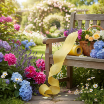 Article Ruban moiré jaune pour couronne, 175 mm, 25 m