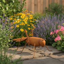 Article Sauterelle décorative pour jardin, métal rouillé, à poser, 26 cm
