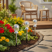 Article Lot de 4 lampes solaires de jardin avec piquet, 36 cm