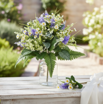 Article Bouquet décoratif de fleurs artificielles, marguerites et lilas, d'un réalisme saisissant, 40 cm, décoration de table, décoration de chambre