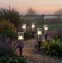 Article Lampe solaire de jardin avec piquet et éclairage LED, 34 cm