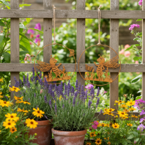 Article Abeille décorative en métal, finition rouille, décoration de jardin à suspendre, Ø14 cm, lot de 4