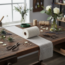 Article Chemin de table jute ruban de jute ruban de table blanc L15cm L10m