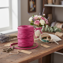 Article Cordon de papier 6mm 23m rose