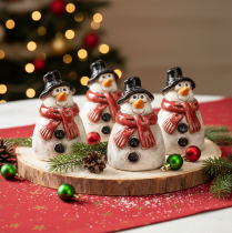 Article Figurine de bonhomme de neige avec écharpe rouge, décoration de Noël, 10 cm