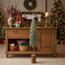 Article Sapin de Noël artificiel avec socle, givré, décoration hivernale, 90 cm