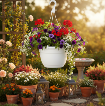 Article Panier à fleurs suspendu 25 cm blanc