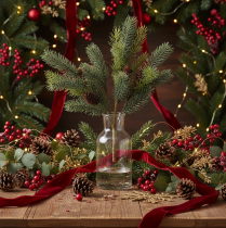 Article Branche de sapin artificielle décorée d'un cône, 41 cm