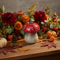 Article Bougeoir décoratif en forme de champignon/amanite tue-mouches, 9 cm