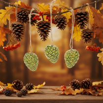 Article Pendentifs en forme de pomme de pin, décorations d'automne à suspendre, 5 cm, lot de 3