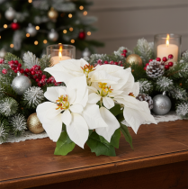 Article Poinsettia artificiel blanc à grande fleur, plante décorative, 40 cm