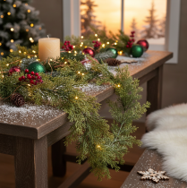 Article Guirlande décorative de branches de conifères pour table et fenêtre, 115 cm