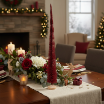 Article Sapin de Noël décoratif moderne et fin sur socle en bois, 80 cm