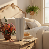 Article Vase côtelé moderne, grand vase décoratif pour fleurs séchées, 38 cm