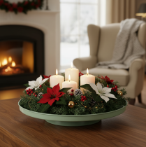Article Assiette décorative ronde verte sur support pour la décoration de table, 30 cm