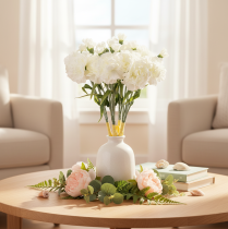 Article Œillets artificiels blancs, 40 cm, lot de 4