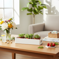 Article Plateau rectangulaire avec poignées pour le rangement et la décoration de table, 32 cm