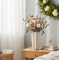 Article Vase côtelé moderne, grand vase décoratif pour fleurs séchées, 38 cm