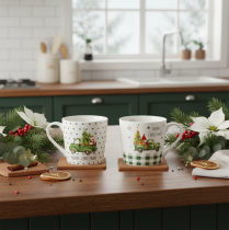 Article Mug à café Joyeux Noël, motif voiture de Noël, tasse en céramique 10 cm, lot de 2