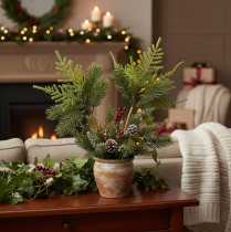 Article Branche de sapin artificielle pour décoration festive, 22 cm, 2 pièces