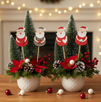 Article Tuteurs décoratifs Père Noël pour compositions florales et plantes en pot, 31 cm, lot de 12