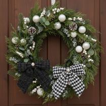 Article Nœud papillon en tissu avec broche et attache, à carreaux, 24 cm, lot de 2