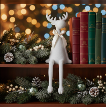 Article Figurine de Noël renne à longues pattes, à poser sur une étagère, 54 cm