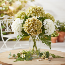 Article Fleur d'hortensia artificielle à longue tige et feuilles, 60 cm