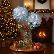 Article Branche d'hortensia artificielle fleurie aux couleurs irisées, 36 cm, lot de 2