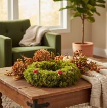 Article Couronne de mousse artificielle, décorative pour table ou porte, 28 cm