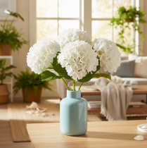 Article Fleur d'hortensia artificielle à longue tige pour la décoration, 48 cm