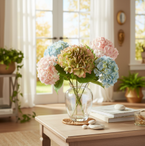 Article Fleur décorative d'hortensia artificiel avec tige, 46 cm