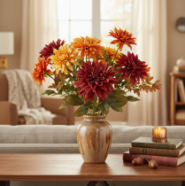 Article Fleur de dahlia artificielle à longue tige, 68 cm