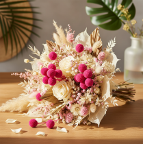 Article Bouquet de craspedias séchées pour l'art floral, 55 cm, 20 pièces