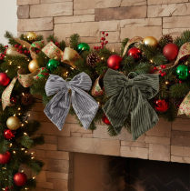 Article Nœud décoratif à suspendre, nœud de Noël, velours côtelé, 24 cm, lot de 2