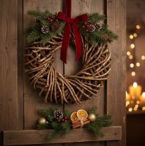 Article Couronne en brindilles naturelles, couronne ronde en rotin pour loisirs créatifs, 35 cm