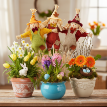 Article Épouvantail décoratif sur bâtonnet, pour loisirs créatifs et plantes, 60 cm