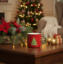 Article Mug de Noël avec motif sapin de Noël, 9 cm
