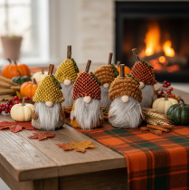 Article Ensemble de 6 figurines de gnome avec bonnet tricoté et gland, 10 cm