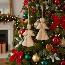 Article Figurine d'ange à suspendre au sapin de Noël, 10 cm, lot de 12