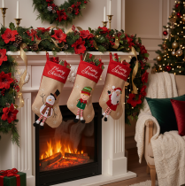 Article Chaussette de Noël à motif à suspendre, 50 cm, 3 pièces