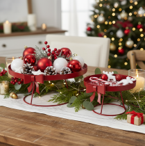 Article Plateau décoratif sur pied avec nœud en métal, 30 cm, lot de 2 pièces